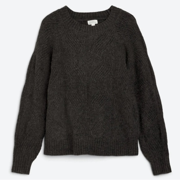 MARKET & SPRUCE NOVELTY STITCH CHUNKY CREWNECK DARK GREY SOFT SWEATER 🌟NWT🌟 - Picture 15 of 16